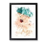 South Beach In Miami Watercolour Modern Framed Print | A3 Black Framed Wall Art | Ready to Hang | Modern Beach Picture | Living Room Bedroom Lounge Office