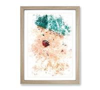 South Beach In Miami Watercolour Modern Framed Print | A4 Oak Framed Wall Art | Ready to Hang | Modern Beach Picture | Living Room Bedroom Lounge Office