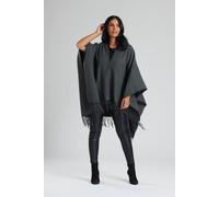 South Beach Knitted Fringe Wrap In Grey Grey One Size