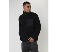 South Beach Men's Borg Zip Jacket With Pocket in Black | Size: Small South Beach Black S