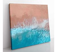 South Beach Miami Florida in Abstract Modern Canvas Wall Art Print Ready to Hang, Framed Picture for Living Room Bedroom Home Office Décor, 50x50 cm (20x20 Inch)