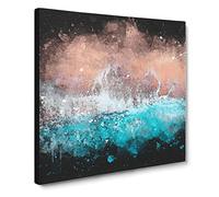South Beach Miami Florida Paint Splash Canvas Print | Gallery Wrapped 30mm Frame Wall Art | 20x20 inches | Ready to Hang | Modern Seascape Picture | Living Room Bedroom Lounge Office
