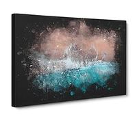 South Beach Miami Florida Paint Splash Canvas Print | Gallery Wrapped 30mm Frame Wall Art | 24x16 inches | Ready to Hang | Modern Seascape Picture | Living Room Bedroom Lounge Office