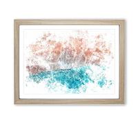 South Beach Miami Florida Watercolour Modern Framed Print | A2 Oak Framed Wall Art | Ready to Hang | Modern Beach Picture | Living Room Bedroom Lounge Office