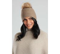 South Beach Women's Plain Faux Fur Bobble Hat in Taupe South Beach Taupe One Size