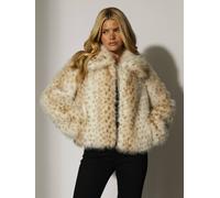 South Beach Printed Faux Fur Zip Jacket Multi L