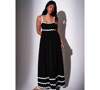 South Beach Pure Cotton Embroidered Maxi Beach Dress Black