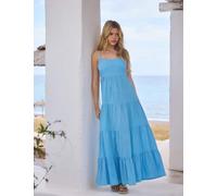 South Beach Pure Cotton Maxi Beach Dress Blue