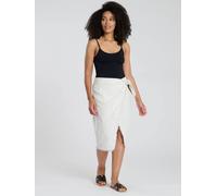 South Beach Stripe Linen Blend Fringe Wrap Skirt In Cream Cream 10
