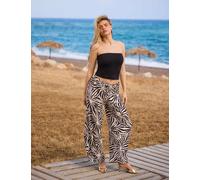 South Beach Sun Print Wide Leg Beach Trousers White/Black