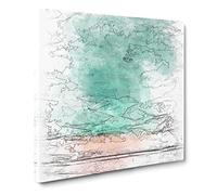South Beach View in Miami Florida Sketch Canvas Print | Gallery Wrapped 30mm Frame Wall Art | 20x20 inches | Ready to Hang | Modern Seascape Picture | Living Room Bedroom Lounge Office