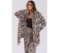 South Beach Women's Brown Print Oversized Beach Shirt | Size: 10 South Beach Brown 10