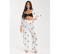 South Beach Women's Embroidered Beach Pant in White | Size: 8 South Beach White 8