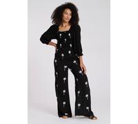 South Beach Women's Embroidered Shirred Long sleeve Top in Black | Size: 14 South Beach Black 14