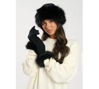 South Beach Faux Fur Hat And Glove Set In Black Black One Size