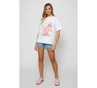 South Beach Women's Festival Printed Oversized T-shirt in White | Size: S/M South Beach White S/M