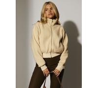 South Beach Fleece Back Borg Cropped Jacket In Cream Cream M