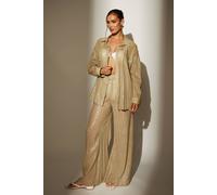 South Beach Women's Metallic Long sleeve Shirt in Khaki | Size: 16 South Beach Khaki 16
