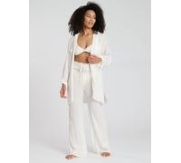 South Beach Women's Metallic Stripe Shirred Waist Beach Pant in White | Size: 14 South Beach White 14