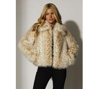 South Beach Printed Faux Fur Zip Jacket Multi L