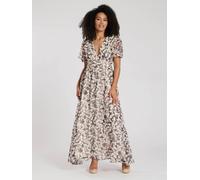 South Beach Women's Printed Metallic Chiffon Button Detail Midi Dress | Size: 14 South Beach Multicolor 14