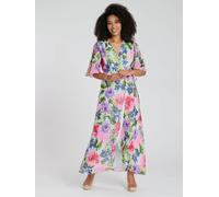 South Beach Women's Printed Short Sleeve Wrap Midi Dress | Size: 14 South Beach Multicolor 14
