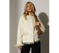 South Beach Women's Reversible Mongolian Faux Fur Suede Jacket in Cream | Size: Medium South Beach Cream M