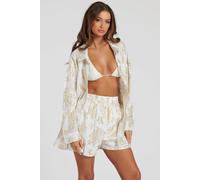 South Beach Women's Starfish Metallic Jacquard Shirt in Gold | Size: 14 South Beach Gold 14