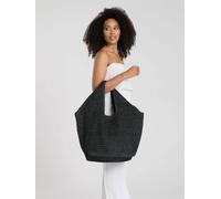 South Beach Woven Oversized Shoulder Tote Bag In Black Black One Size