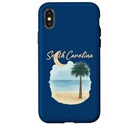 South Carolina Beach With Palmetto Tree And Crescent Moon Case for iPhone X/XS