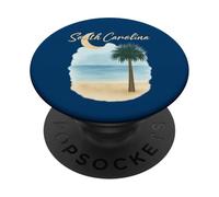 South Carolina Beach With Palmetto Tree And Crescent Moon PopSockets Adhesive PopGrip