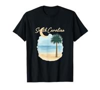 South Carolina Beach With Palmetto Tree And Crescent Moon T-Shirt
