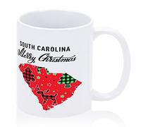 South Carolina Coffee Mug 11oz US State Coffee Mug Christmas Buffalo Plaid Tree Deer Ceramic Mug South Carolina Map Tea Cup