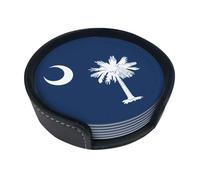 South Carolina Flag 6-Piece Coaster Set for Home Decor and Desktop Protection, Suitable for Various Cups and Coffee Mugs.