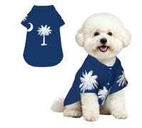South Carolina Flag Breathable Hawaiian Dog Shirt Summer Button Up Top for Small Medium Dogs M
