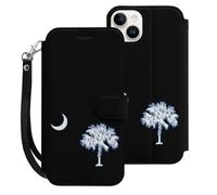 South Carolina Flag Cell Phone Flip Leather Case Classic Protection Compatible with iPhone 15/15 Plus/15 Pro/15 Pro Max