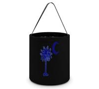 South Carolina Flag Cute Halloween Candy Bucket Reusable Collapsible Candies Basket Fabric Tote Bags
