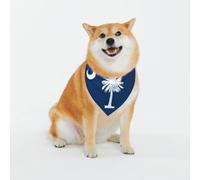 South Carolina Flag Dog Bandanas - Adjustable Pet Scarf, for Small to Large Dog Puppy Cat, Black