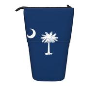 South Carolina Flag Expandable Stand Pencil Pouch, Multi-Design Oxford Fabric, Adjustable Height, Multi-Use Cosmetic Bag