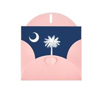 South Carolina Flag Horizontal Holiday Card With Pink Heart Shaped Envelope And Write Various Holiday Greetings