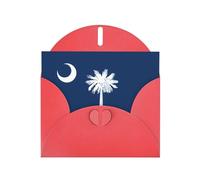 South Carolina Flag Horizontal Holiday Card With Red Heart Shaped Envelope And Write Various Holiday Greetings