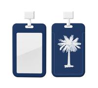 South Carolina Flag Id Badge Holder with Lanyard-Vertical Card Protector Clear Abs Hard Shell, Retractable Reel for Work Office