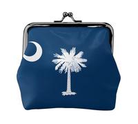 South Carolina Flag Leather Coin Purse for Women-Small Kiss Lock Wallet, Mini Card Holder for Keys Lipstick, Cute Change Purse for Travel