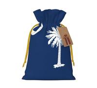 South Carolina Flag Linen Drawstring Gift Bag Xmas Party Candy Bag Reusable Storage Pouches