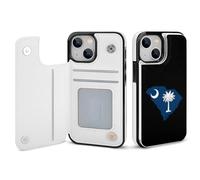 South Carolina Flag Map Carolina Leather Wallet Cell Phone Cases Stand Foldable Flip Cover Phone Case Compatible with iPhone 13 Mini/13/13 Pro/13 Pro Max