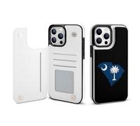 South Carolina Flag Map Carolina Leather Wallet Cell Phone Cases Stand Foldable Flip Cover Phone Case Compatible with iPhone 13 Mini/13/13 Pro/13 Pro Max