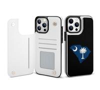 South Carolina Flag Map Carolina Leather Wallet Cell Phone Cases Stand Foldable Flip Cover Phone Case Compatible with iPhone 13 Mini/13/13 Pro/13 Pro Max