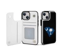 South Carolina Flag Map Carolina Leather Wallet Cell Phone Cases Stand Foldable Flip Cover Phone Case Compatible with iPhone 13 Mini/13/13 Pro/13 Pro Max