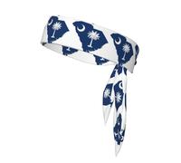 South Carolina Flag Map Print Head Tie Headbands, Ninja Karate Tie, Athletic Sweatbands,Sweat Wicking Workout Head Band