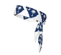 South Carolina Flag Map Sports Head Tie Beach Summer Tropical Adjustable Non-Slip Moisture Wicking for Running Ninja Head Band